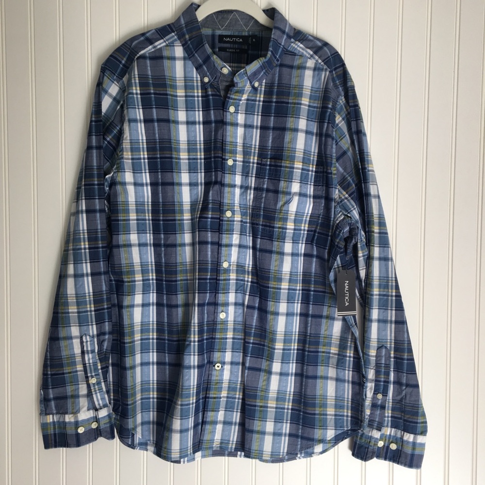 Nautica blue plaid shirt SIZE XL (MEN’S)